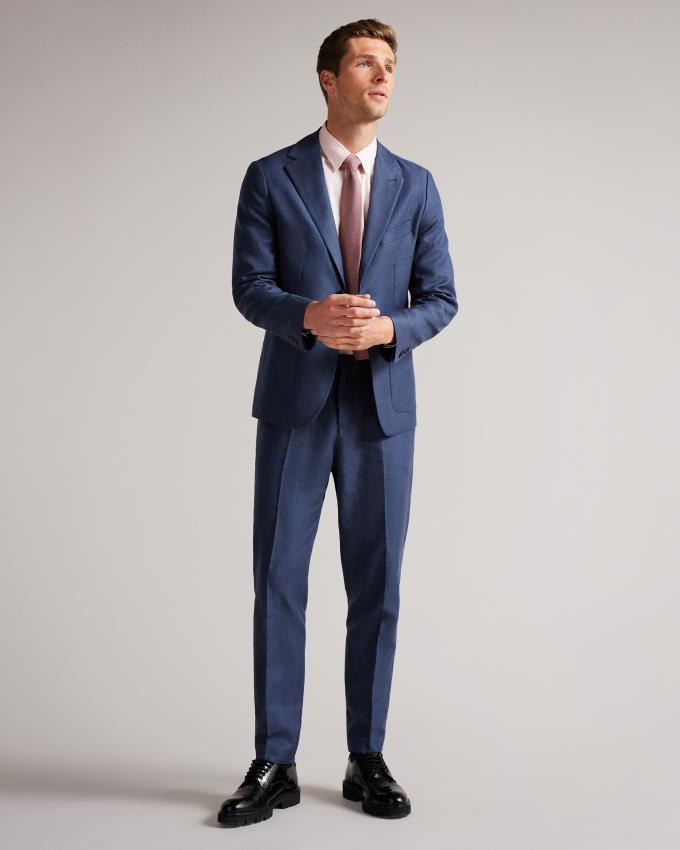 Blazer Ted Baker Slim Fit Linen Bleu Marine Homme | QPB-33939585